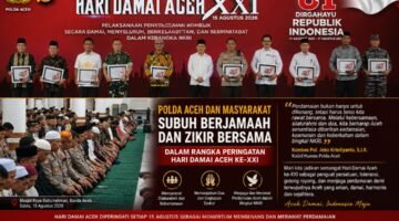 Peringati 21 Tahun Damai Aceh, Polda Aceh dan Masyarakat Subuh Berjamaah serta Zikir di Baiturrahman