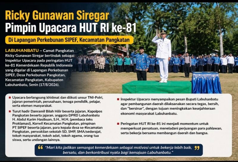 “Ricky Gunawan Siregar Pimpin Upacara HUT RI ke-81, Kobarkan Semangat Persatuan di Pangkatan”